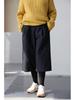 Four Seasons Retro Black Pure Cotton Elastic Waist Loose Casual Canvas Trousers