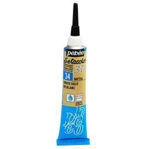 Peinture tissu - Pébéo - Setacolor 3D - Métal Or Blanc - 20ml - Effet métallique bianco