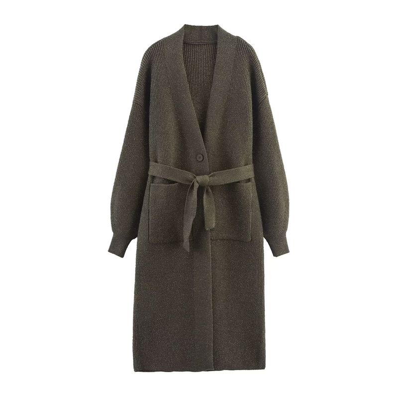 Araltay Autumn New Women's Clothing Fashion Style Fashion All-Match Casual Style Gold Thread Belt Knitting Overcoat