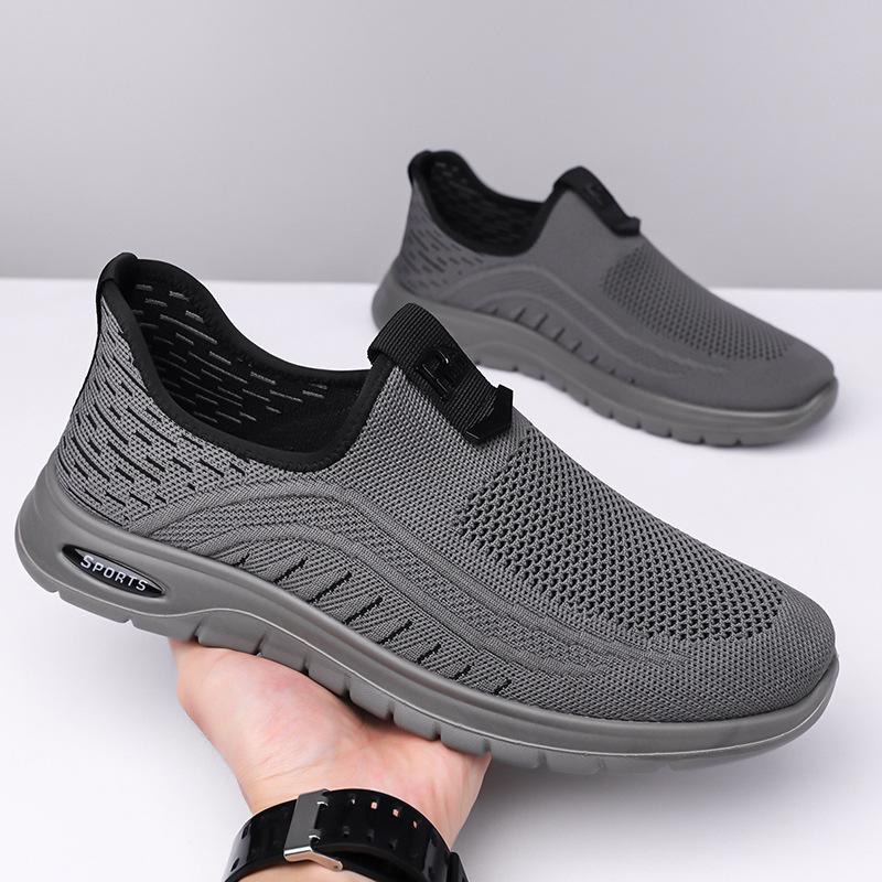 Mesh shoes men's flying woven sports and leisure shoes breathable non-slip one-pedal shoes