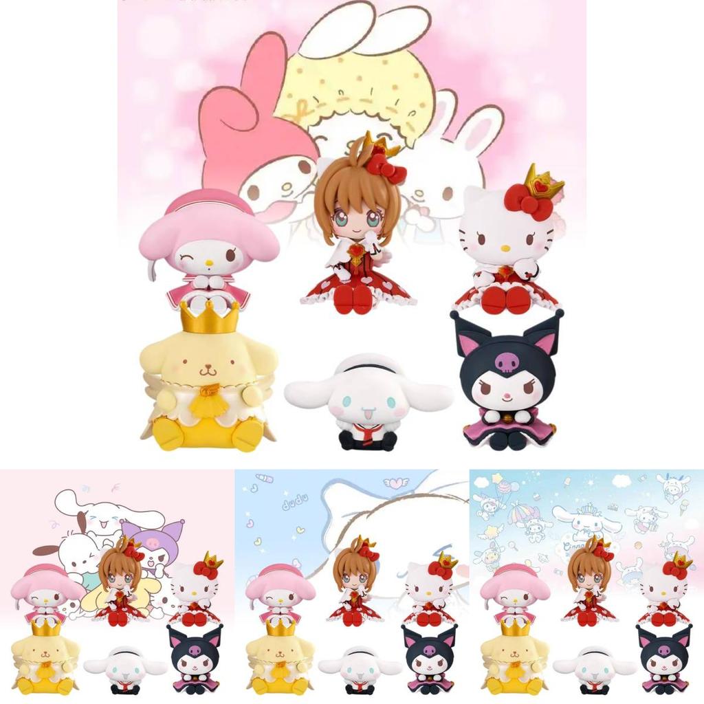 Cute Pvc Sanrio Collectible Figures Set With Kuromi Cinnamoroll Pudding Dog And Sakura Style