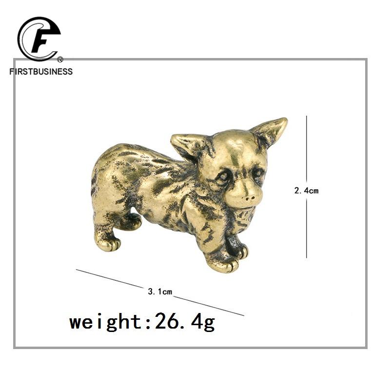 

Цільна латунь Фігурка цуценя коргі Мініатюрний чай Домашні ремесла Настільний маленький орнамент Собака Прикраси для дому Аксесуари Подарунки для дітей