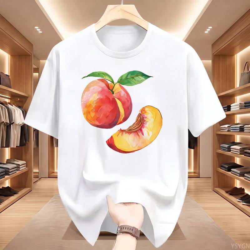 Whole Peach and Slice Man Sports Short Sleeve T-Shirt Summer Short Sleeved Harajuku Streetwear Tops Tees Aesthetic Clothes