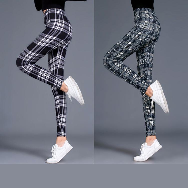 Women Sexy Pants Push Up Leggings Fashion Fitness Leggins Plus Size High Waist Trousers Plaid Leggings