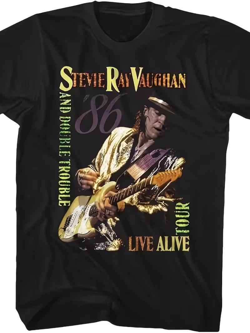 Classic Music by Stevie Ray Vaughan Live Performance Tour Black Adult T-Shirt XL