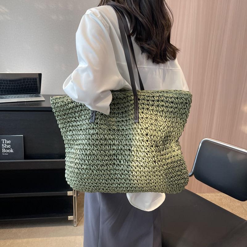 Handwoven Large Capacity Straw Tote Bag for Women - Spring/Summer Shoulder Bag for Commute & Beach