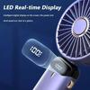 USB Rechargeable Handheld Mini Fan Foldable Portable Fan 5 Speed Levels LED Display Dual Battery 90°Adjustable Home Travel Use