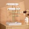 Space Saving T Shaped Jewelry Display Stand with Detachable Layers Metal and Wood Construction for Earrings Rings