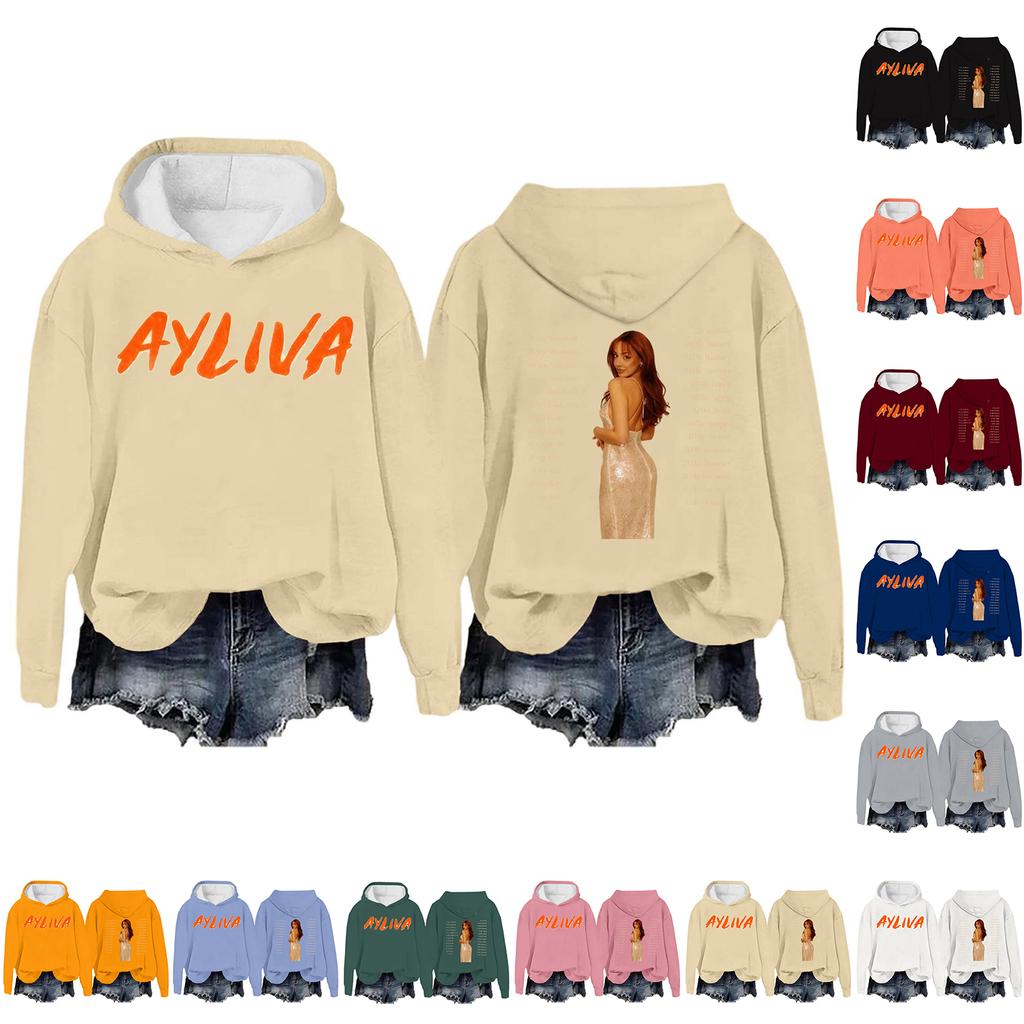 Women's Fashion Casual Long Sleeve Loose Printed Pullover Sports Long Sleeve Hooded Sweatshirt