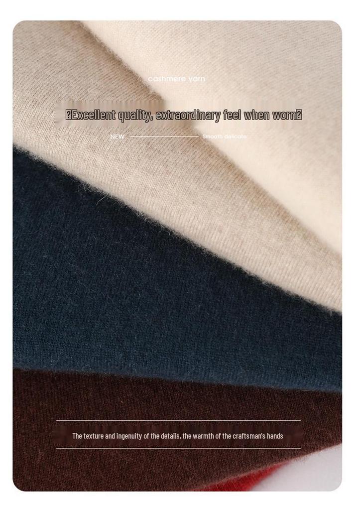 Women's High Neck Cashmere Sweater - Loose Fit, Pure Color, Thickened for Autumn/Winter
