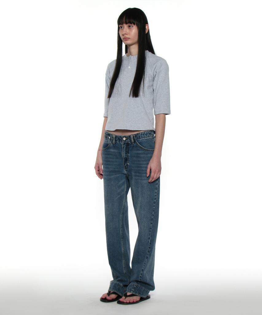 PARTIMENTO WOMEN Pwc Henley Neck Three-Quarter Sleeve Tee_Melange