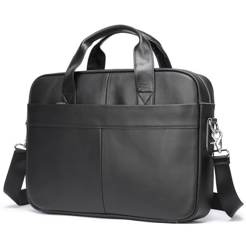 European American Men s Leather Handbag Top Layer Cowhide Briefcase 14 Inch Computer File Bag