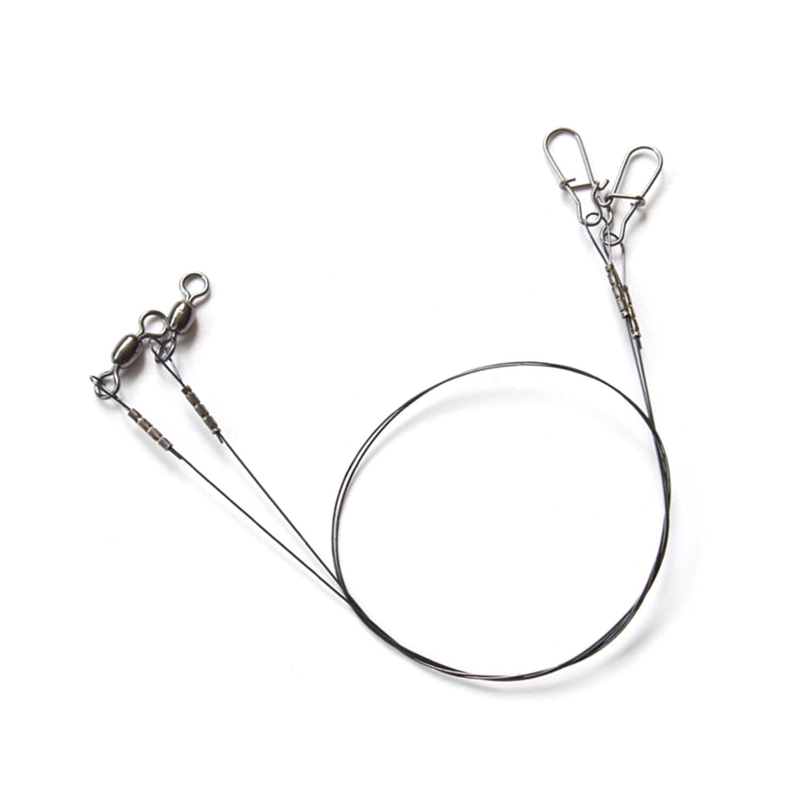 2Pcs Fishing Wire Leader Fishing Line Heavy Duty Leaders Wire Leader Line with Swivels & Snap Wire 30cm/35cm
