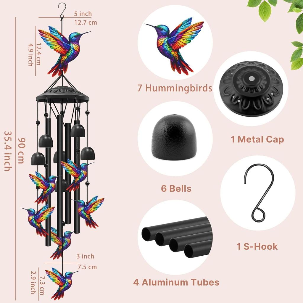 Outdoor Wind Chimes Elegant Garden Wind Chimes Hummingbird Decor Beautiful Hummingbird Wind Chimes For Terrace Yard Garden