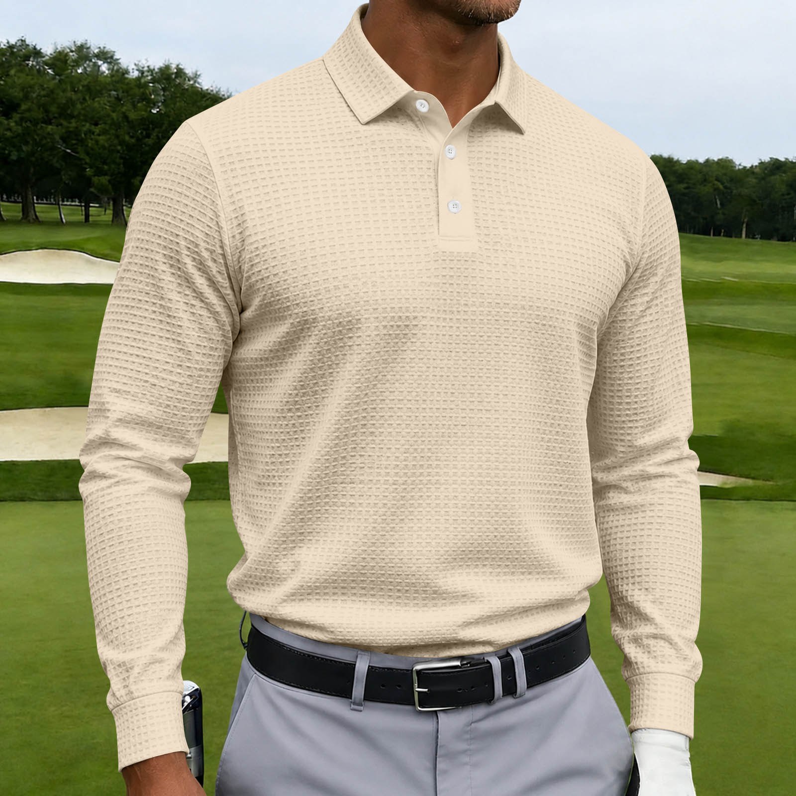Men s Color Single-Breasted Long Sleeve Casual Sports Jacket with Lapel L бежевый