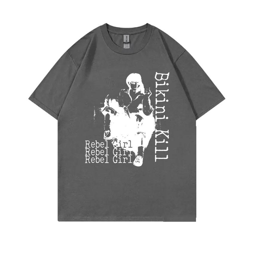 Punk Rock Band Bikini Kill Rebel Girl Graphic T Shirts Riot Grrrl Kathleen Hanna TShirts Men Vintage Oversized Tshirt