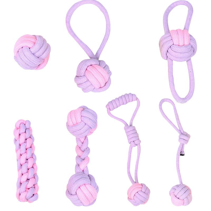 Durable Cotton Rope Pet Toy Set: Teething & Knotted Ball Toys for Cats and Dogs