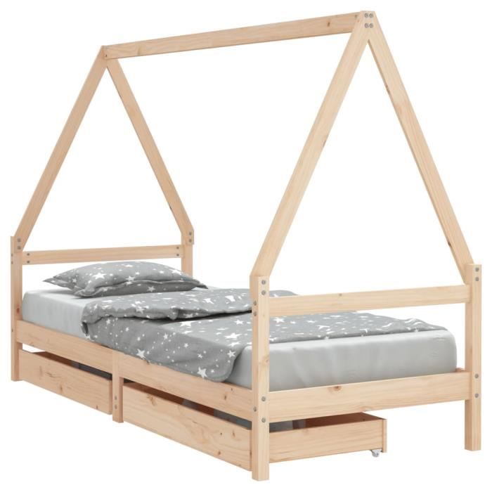 VidaXL Children's Bed Frame with Drawers 90x200 Cm Solid Pine Wood 834468