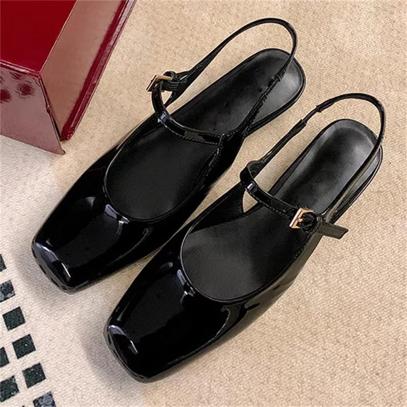 Fashion Eilyken High Quality Patent Leather Square Toe Women Pumps Sandals Fashion Buckle Strap Casual Party Low Heels Female Shoes