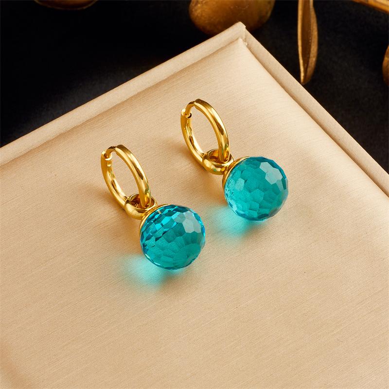 Stainless Steel Geometric Luxury Crystal Earrings For Women Girl New Waterproof Earrings Ear Jewelry Gift