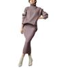 European and American Style Turtleneck Sweater Set Women's Loose Thermal Cover Head Pit Strip Skirt Sweater Two-piece Set Popular