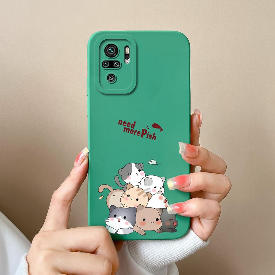 For Redmi Note 10 10T 10S Phone Case Cartoon Liquid Silicone Full Coverage Anti Drop Bumper For Xiaomi Redmi Note10 10 S T Funda