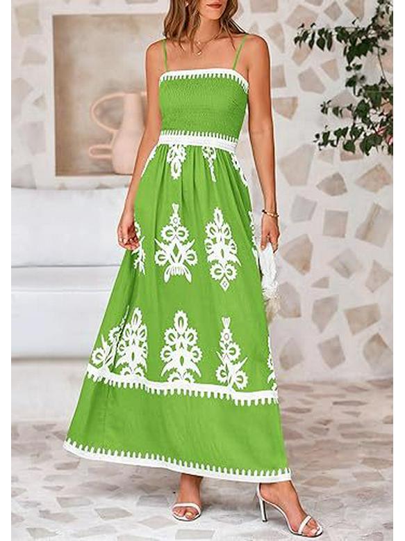 Ärmlös klänning med spaghettiband, blommigt tryck och ficka - 2025 Bästsäljare inom europeisk och amerikansk dammode.