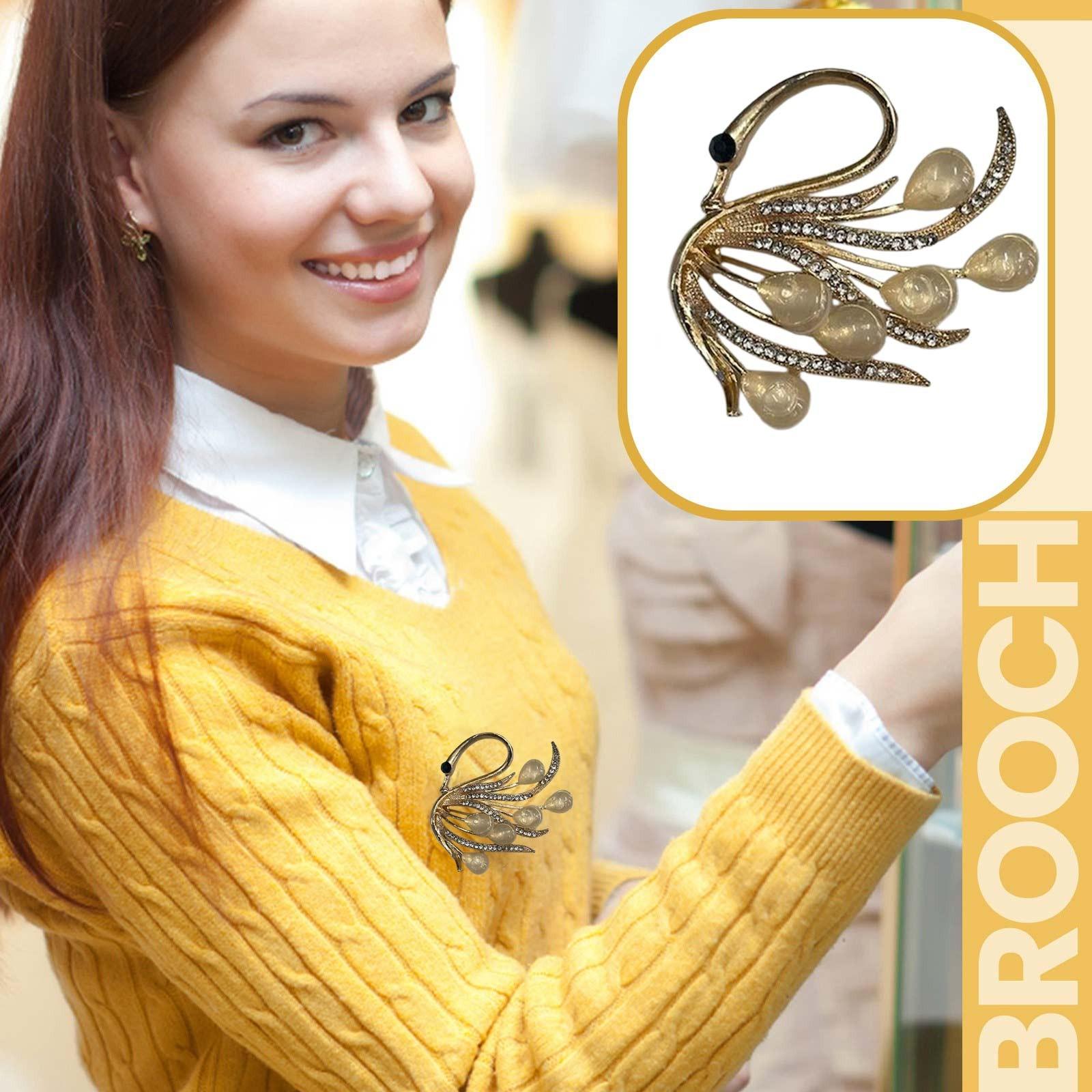 

Изысканная женская брошь, брошь в виде лебедя, брошь в виде животного One Size белый