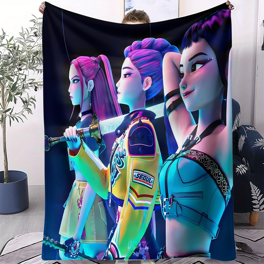 1Pc K-Pop Blanket Sajaboys Hunter Flannel Blanket Demon Hunters Print For Home Living Room Bedroom Decor New  Christmas Gift