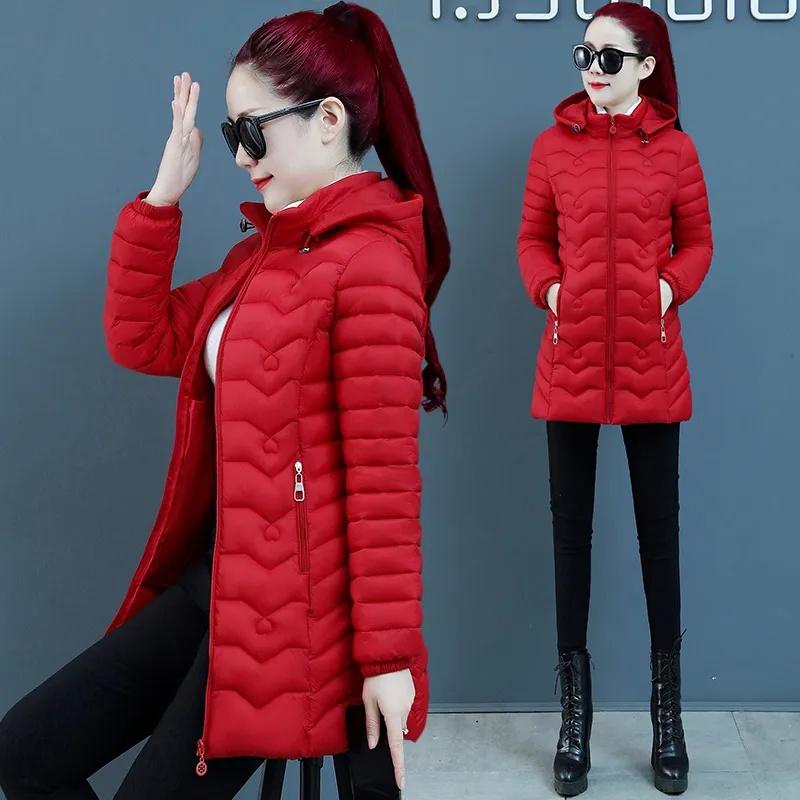 

Теплая тонкая стеганая куртка для мам на осень-зиму, куртка с длинными рукавами, женские парки, куртка с капюшоном, утепленные топы для женщин среднего возраста XL
