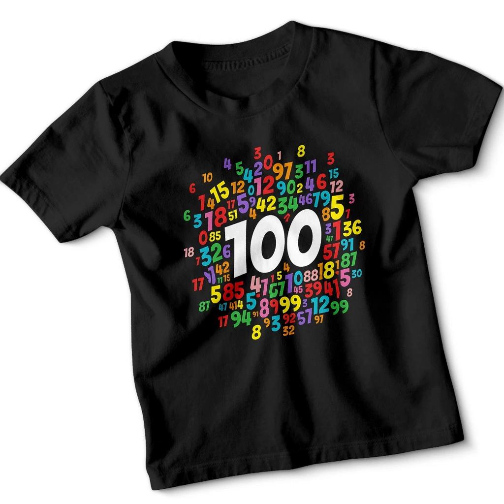 100 100th Day Celebration Kids T-Shirt Boys Girls Number Graphic Tee#1