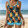 Women's Swimwear Tankini 2 Piece Swimsuit  Plant  Pattern Print Vacation Bathing Suits