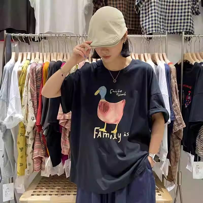 

Harajuku Большие размеры милые мультяшные футболки с коротким рукавом для женщин Летние футболки из чистого хлопка свободного покроя женские уличные топы gary Y2k 3XL