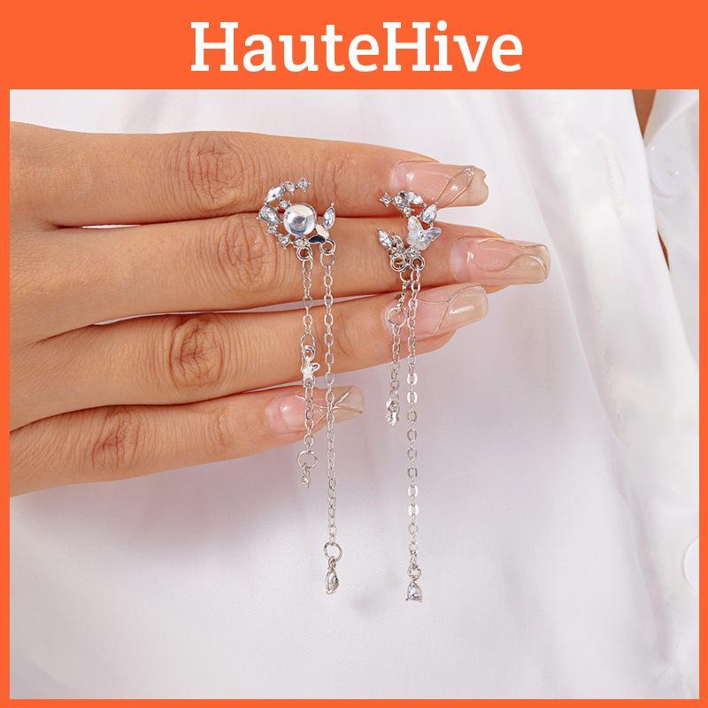 Waterdrop Butterfly Stud Earrings With Alloy And Pearl For Elegant Women