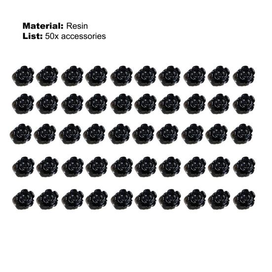 50Pcs/Bag Nail Accessories Creative Three-dimensional Resin Functional Black Rose Rhinestone for Party
