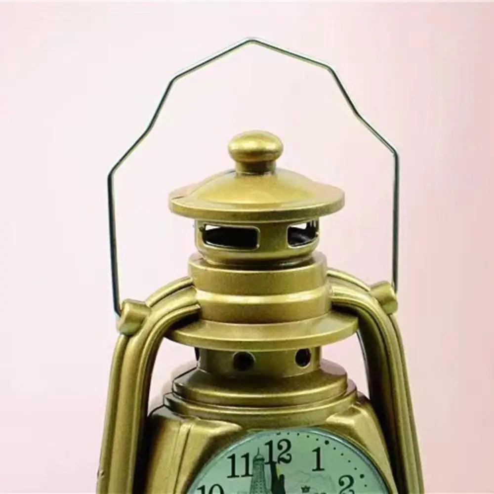 Retro Kerosene Light Alarm Clock Vintage Alarm Clock Table Clock Living Room Decor Articles Office Craft Ornament