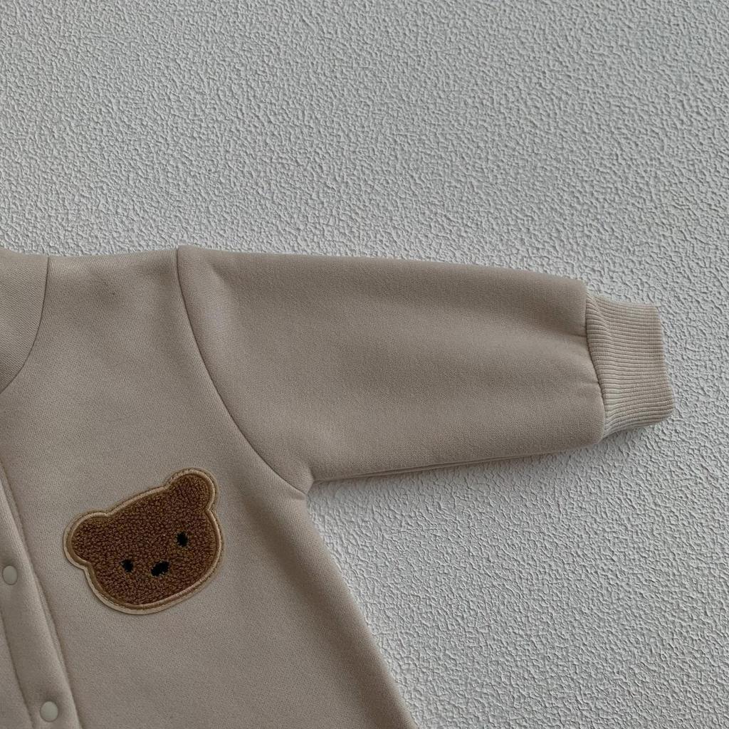 2023 Thickened Fleece Baby Onesie - Autumn/Winter Little Bear Romper for Boys & Girls