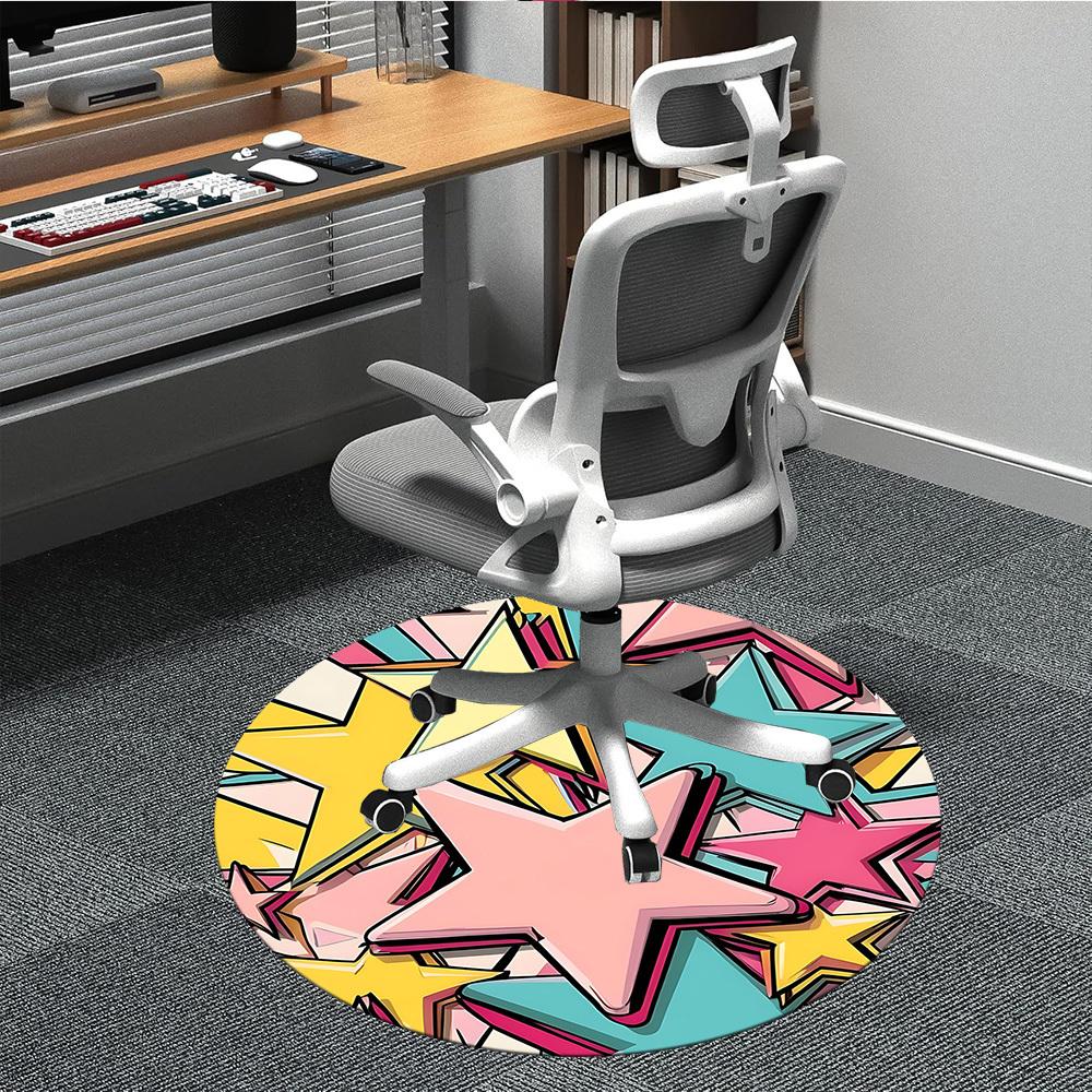 1pc Stars Celebration Office Round Area Rug, Indoor Mat Suitable ForOffice, Under Office Chairs Bedroom Living Room Home Decor T193