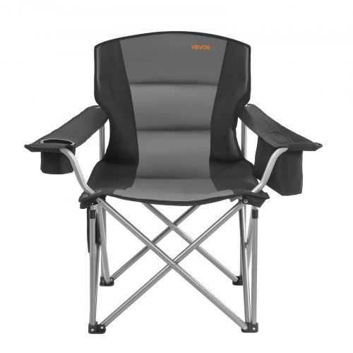 VEVOR Oversized Camping Chairs, 204 Kg Heavy Duty Support, Portable Folding Camp Chairs with Padded Backrest & Armrests