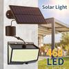5000LM 468 LEDs Outdoor Solar Lights Waterproof Motion Sensor Human Induction Solar Spotlight Wall Lamp for Yard Garden 3 Modes