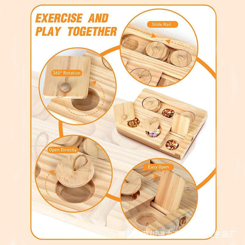 Golden Hamster Hidden Treat Dish Solid Wood Foraging Toy Feeder Natural Wooden Pet Accessory