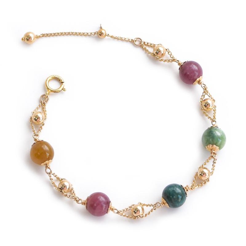 Women Natural Tourmaline Crystal Bracelet Korean Fresh Ins Style Niche Jewelry