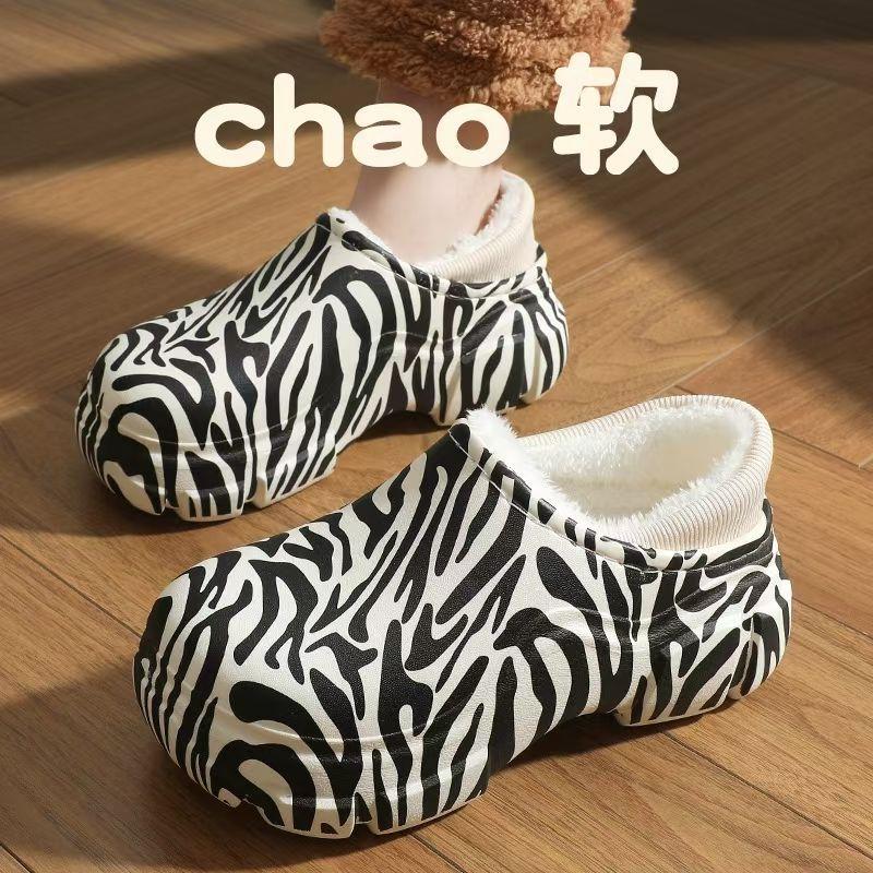 New Cotton Slippers Women's Autumn and Winter Bags and Home Indoor Household Thick-soled Warm Home Non-slip Fluffy Cotton Shoes Women