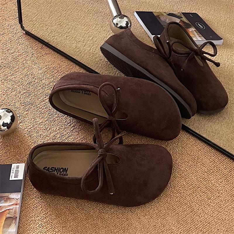

Fashion Women Loafers Spring Autumn New Fashion Vintage Bow-knot Outdoor Soft Sole Flats Lightweight Comfortable Luxury Mary Jane Shoes 35 коричневый