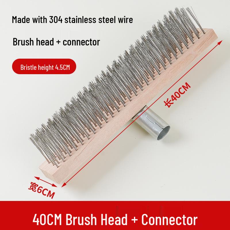 Stainless Steel Long Handle Outdoor Floor Scrub Brush with Stiff Bristles