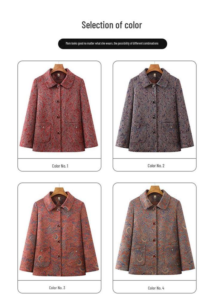 2026 Stylish Spring/Autumn Lapel Jacket for Middle-Aged and Elderly Women