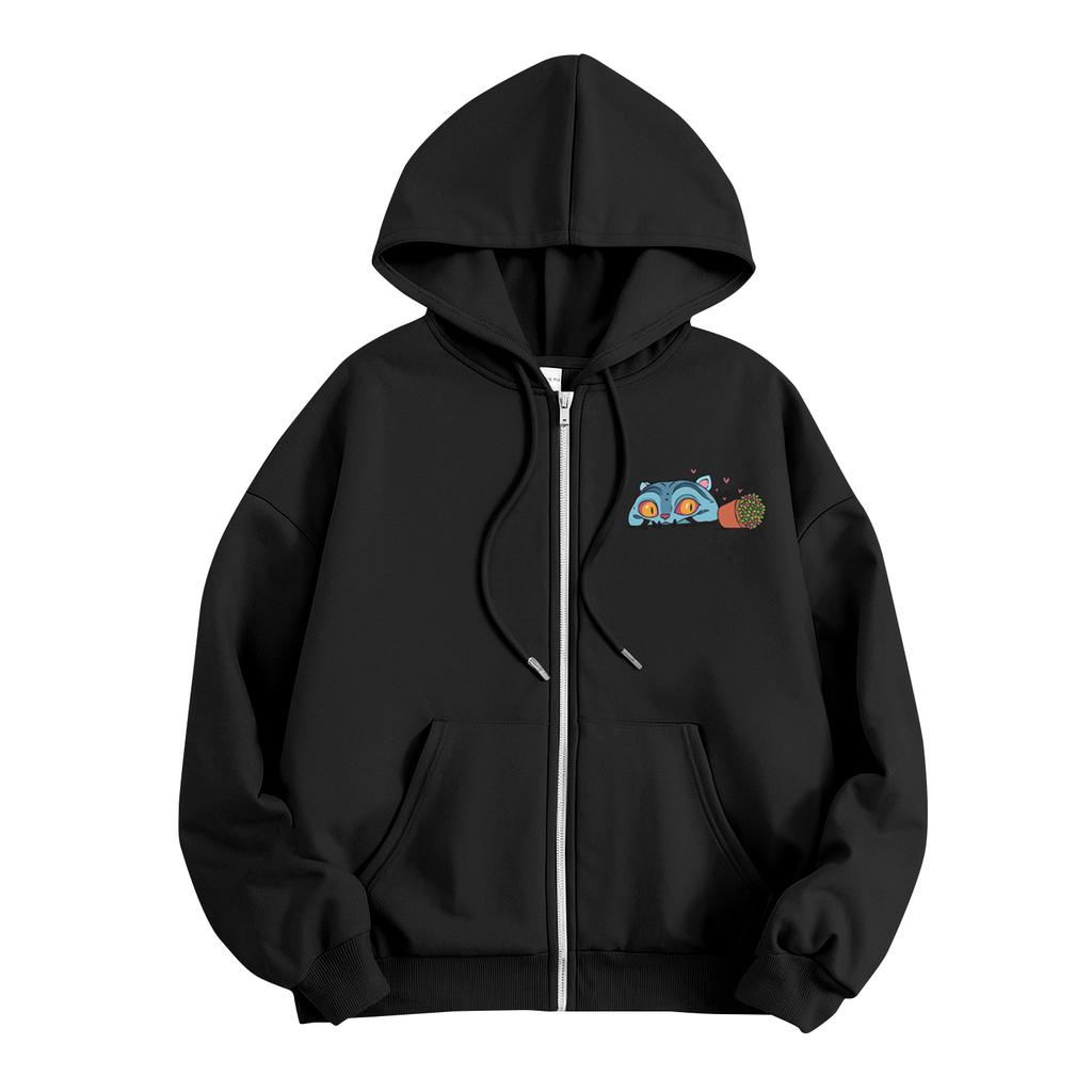 Kids Fashion Women's Lightweight Long Sleeve Zipper Hoodie Printed Hoodie With Pockets