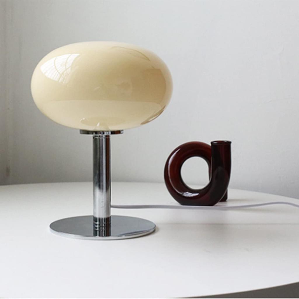 Egg Tart Shaped Table Lamp, Soft Light, Wide Applicability, USB Desk Lamp for Office Girls (Beige)