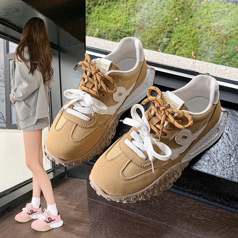 2025 Spring New Thick-soled German Training Shoes Women's Color Matching Versatile Forrest Gump Shoes Fashion Casual Lightweight Sports Women's Shoes