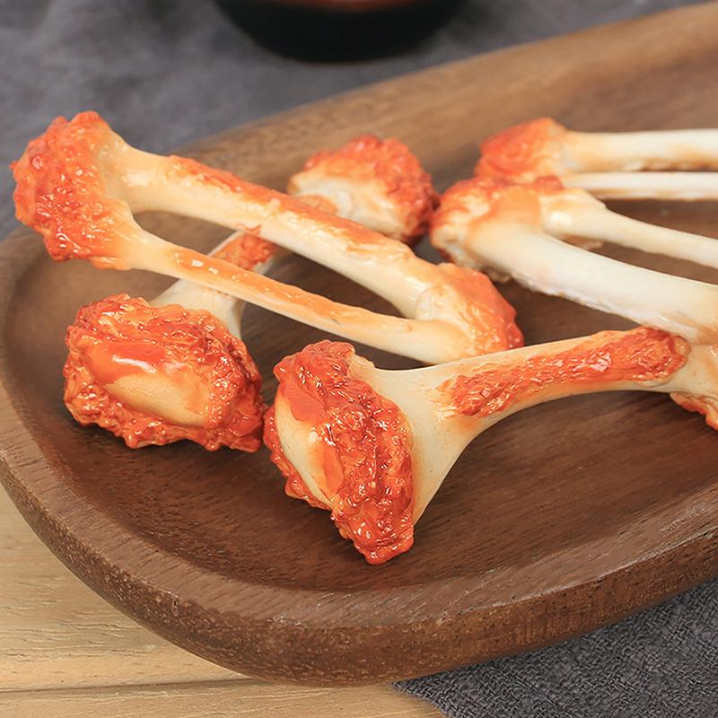Pvc Chicken Wing Bone Charm Simulated Chicken Leg Bone Key Ring Props Imitation Food Key Chain Bag Pendant Decoration Cute Gift
